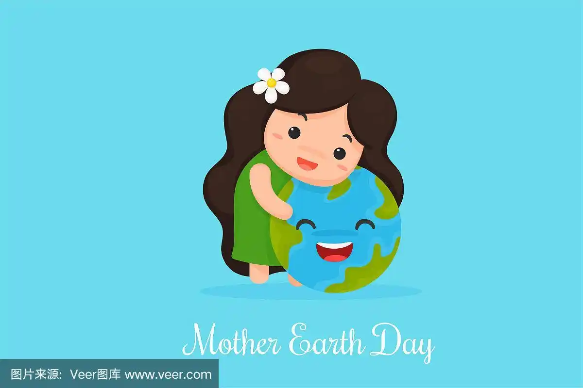 可爱的卡通《地球母亲》展示了对世界的爱.