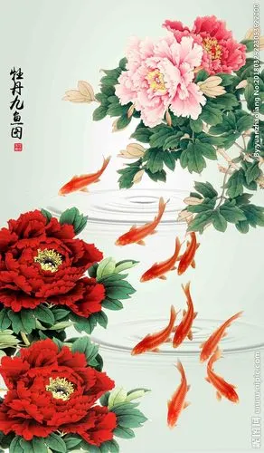 九鱼图玄关图片