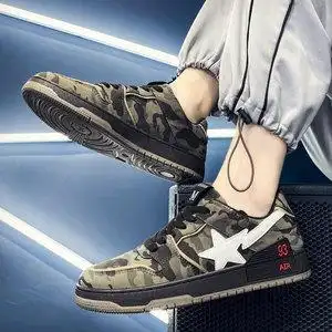 2021秋季新款鞋子男百搭迷彩板鞋潮流男士韩版休闲鞋学生运动潮鞋