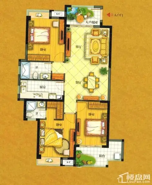 南平南平江南水岸3室2厅2卫户型图-南平楼盘网