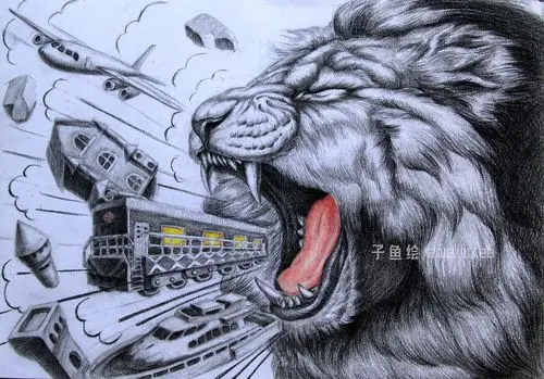 《创意素描——狮口》