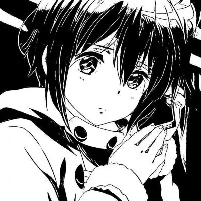 沫兮 可爱黑白线条二次元漫画头像