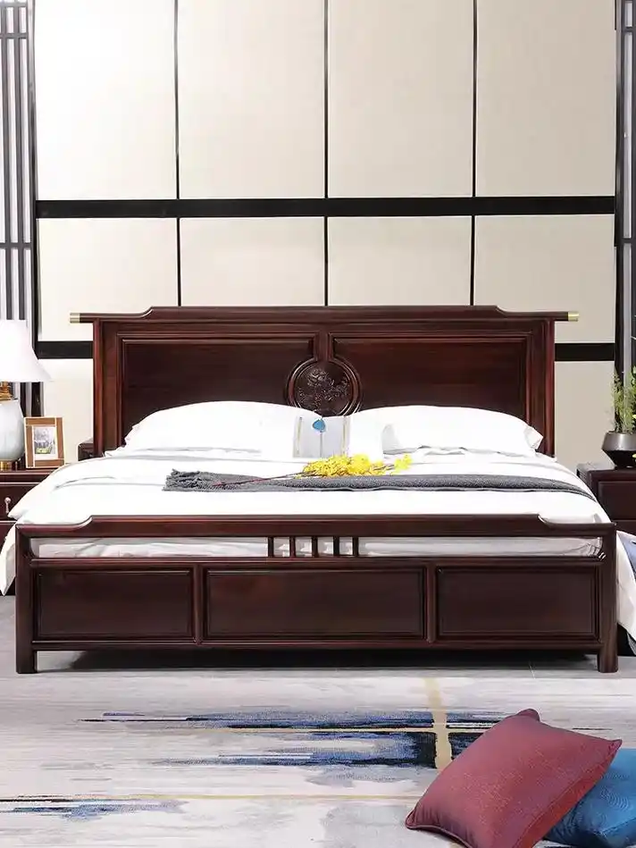 新中式实木床简约大气1.8.1.5定制#新中式家具 #支持定 - 抖音