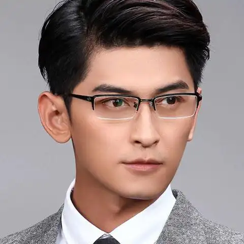 纯钛近视眼镜框黑框潮男成熟眼睛半框钛架商务眼镜架