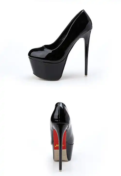 车展16cm超高跟单鞋夜店性感细跟防水台裸色女鞋恨天高高跟鞋15cm