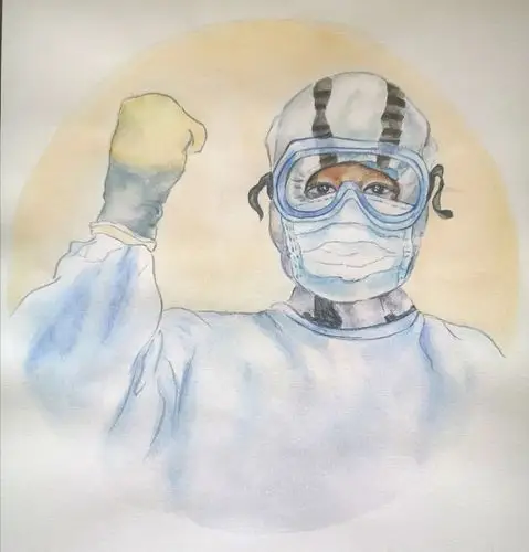 《白衣战士》水彩画 郑州市郑东新区艺术小学 于闯