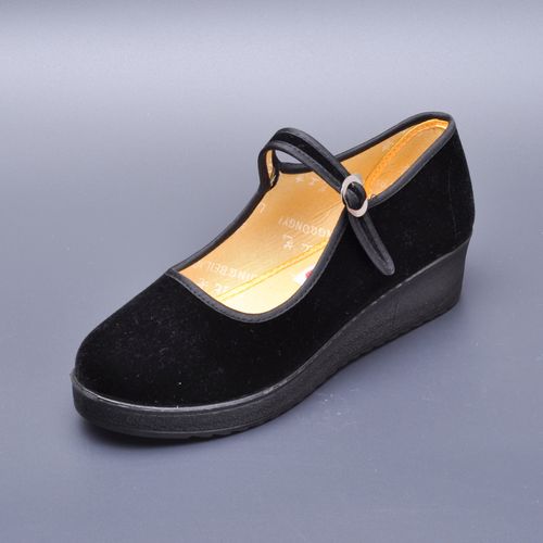 老北京布鞋 女厚底黑布鞋 酒店工作鞋 软底松糕高跟礼仪单鞋 妈妈舞鞋