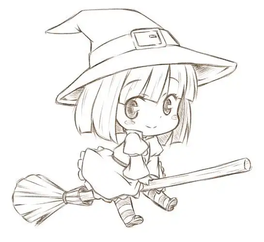 可爱小巫师简笔画