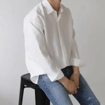 夏季新款韩版衬衫男白色衬衫休闲外套韩版潮流帅气男士长袖衬衣sn9531