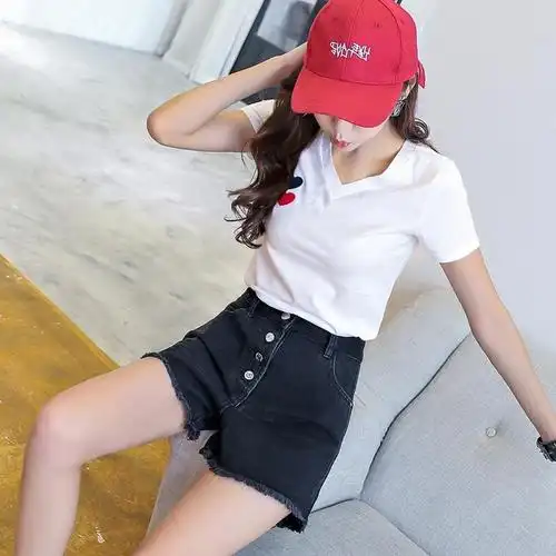 902新款2017夏季新款高腰显瘦白色短裤女牛仔裤宽松阔腿百搭超短裤女