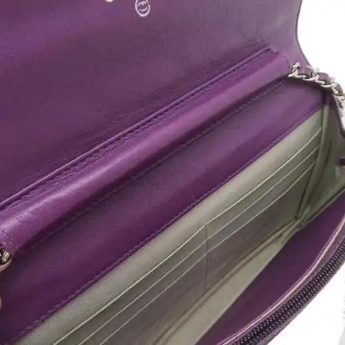 菱格漆皮皮革银扣链带肩背袋紫色 woc