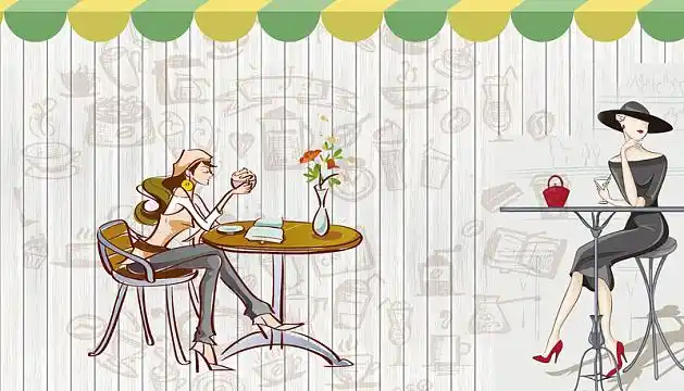 创意休闲手绘下午茶海报背景素材