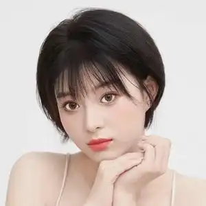 假发女短发自然真发全真人发圆脸波波头时尚全头套减龄造型假发套