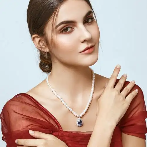 佰色传情7-8mm圆形强光淡水珍珠项链母亲节礼物送长辈送朋友女友礼物