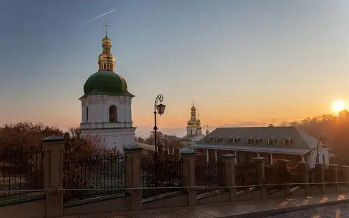 乌克兰,黎明,街道,教堂,修道院,日出 壁纸 - 1680x1050