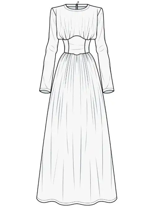 60例连衣裙平面款式图线稿
