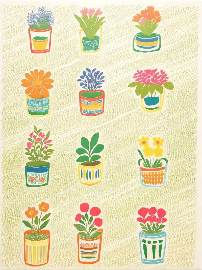 这是一组超可爱的植物花卉简笔画,用水彩马克笔绘制的哦!