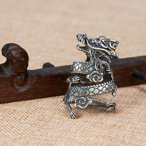 925纯银狗牙包银套超大款熊牙包银套吊坠套民族风盘龙复古款泰银