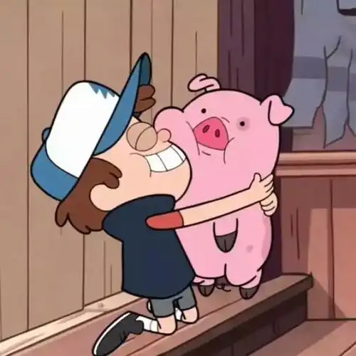 男生抱着猪头像