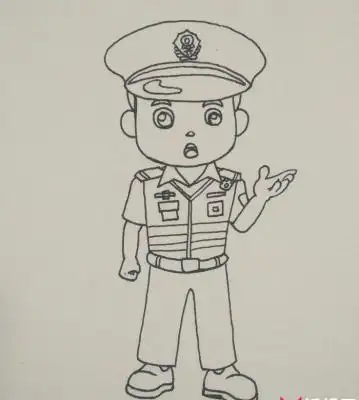 简单的警察叔叔怎么画一步一步画警察简笔画