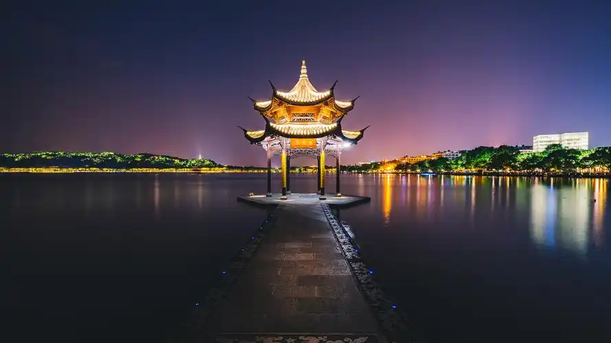 2k杭州西湖夜景摄影高清宽屏壁纸