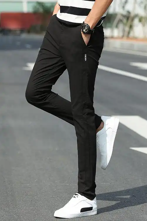 2018新款男裤夏季薄款男士裤子休闲裤男夏韩版修身小脚裤潮流百搭