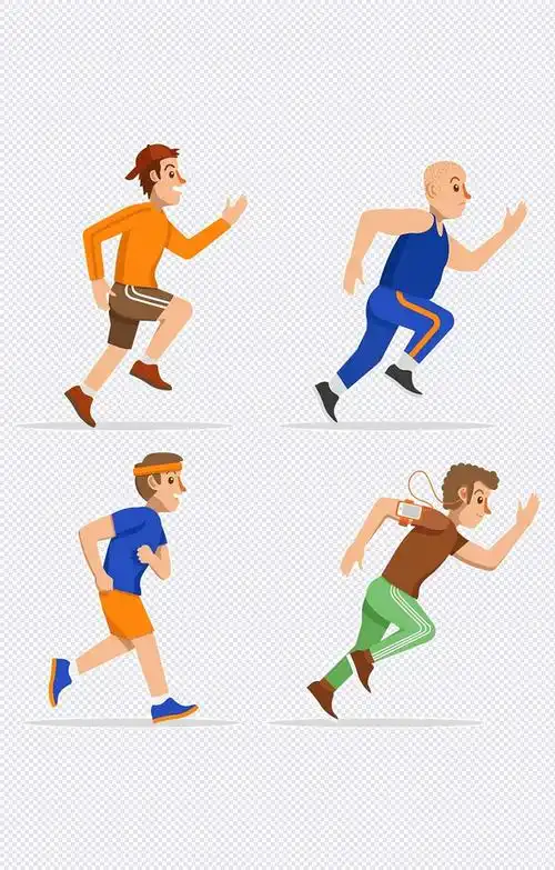 手绘卡通风格跑步的人免抠png透明素材|奔跑吧少年,奔跑剪影,奔跑素材