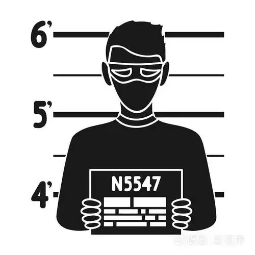 囚犯摄影中孤立的白色背景上的黑色风格的图标犯罪象征股票矢量图