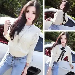 非主流女装衣服韩版潮90后春装新款修身长袖v领套头针织衫女春天