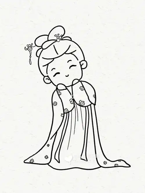 简笔画|古风少女卡通小女孩手帐人物小姐姐简笔画卡通手帐古风古代