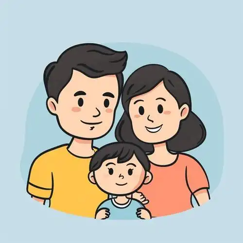 亲子头像|一家三口超萌简笔画亲子头像