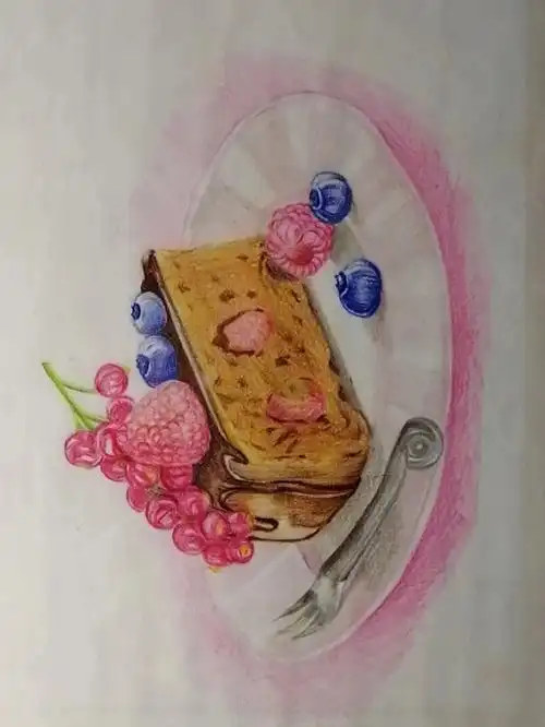 彩铅画入门食物系列临摹细节2