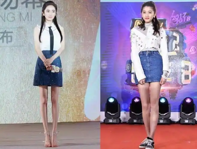 关晓彤与杨幂撞衫被秒杀腿一粗一细网友腿玩年只认杨幂腿