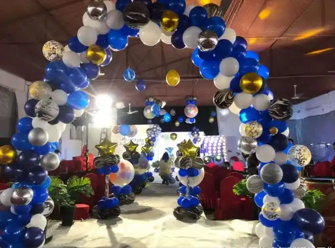 长沙生日宴布置-长沙气球布置-宝宝宴布置-深蓝色系生日派对
