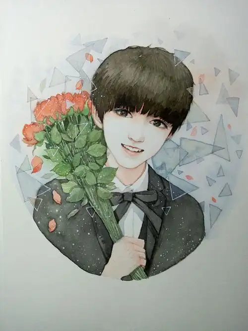 王俊凯手绘 插画