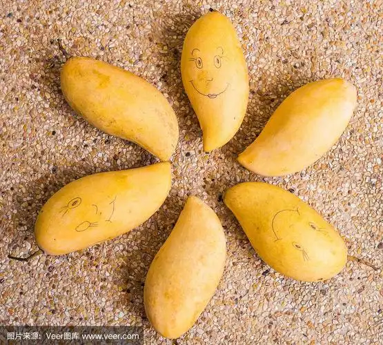 画在芒果水果上的笑脸.水果,饮食,健康