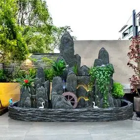 庭院流水景观中式假山喷泉摆件鱼缸阳台花园造景院内室外鱼池招财