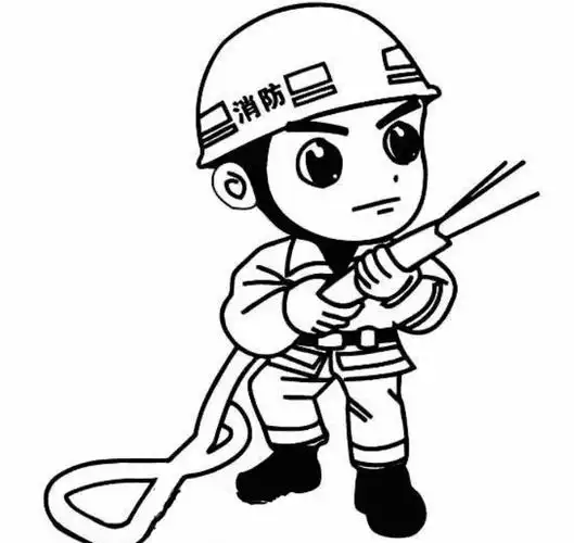 消防员灭火简笔画图片_消防员灭火儿童绘画图集