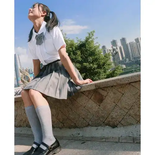 jk制服学生高腰格子日系百褶裙校服纯色现货学生校服