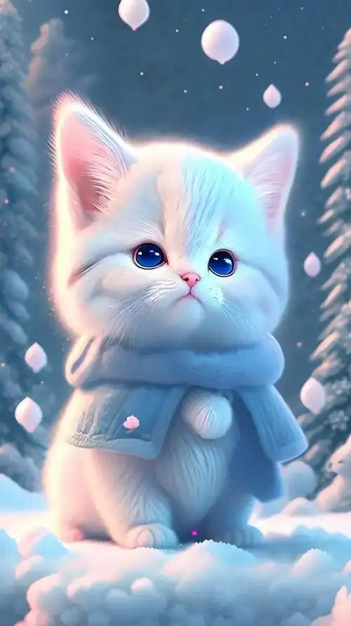 超萌系蓝眼白毛猫星人壁纸简直把心都萌化了