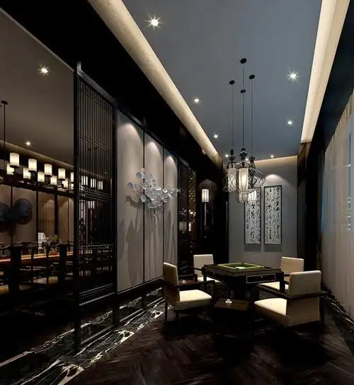 中式茶会所棋牌室效果图