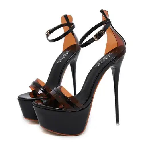 16公分高跟鞋超细一字带包凉鞋夜店钢管演出性感时装凉鞋