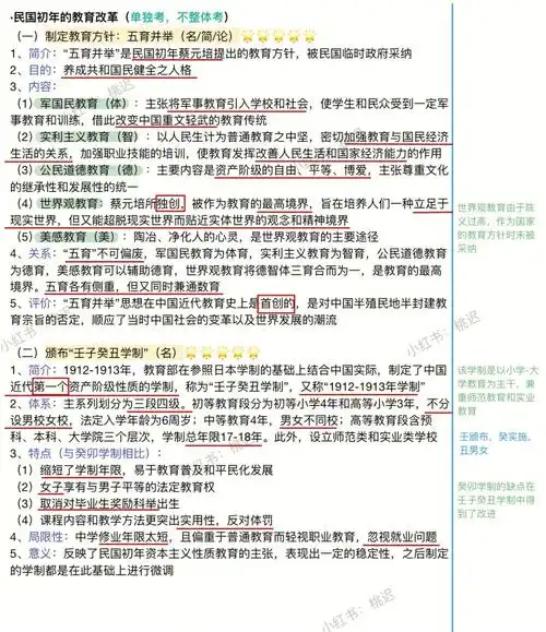 五育并举的教育方针73壬子癸丑学制其余内容按照星级协调背诵～注