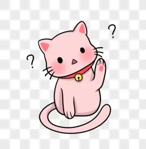 一脸疑惑歪头的粉猫咪问号图片素材