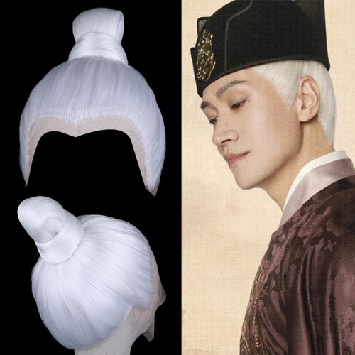 古装男白发造型古风汉服整顶假发头套影视舞台演出发套-800系列白