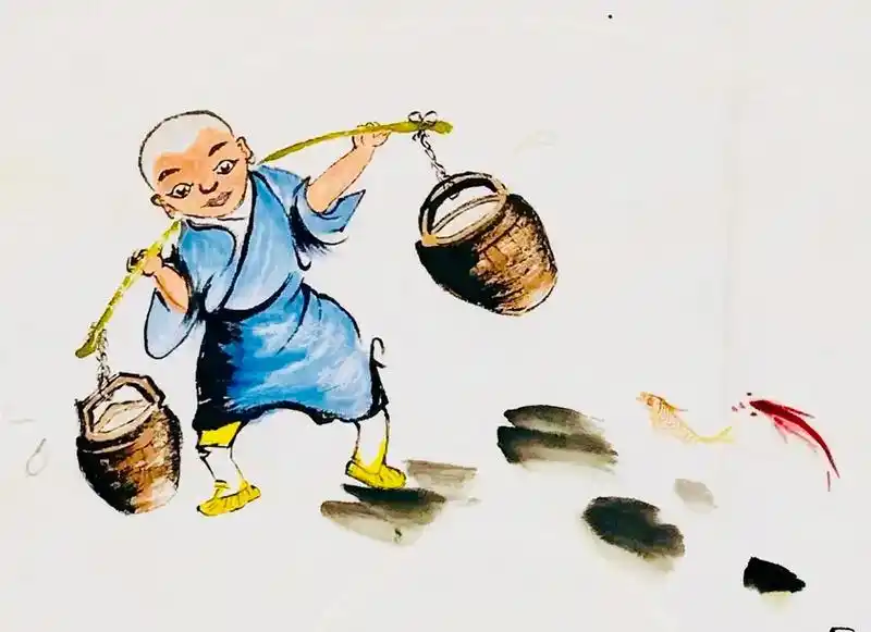 小和尚挑水#乐在其中 #早安吉祥@#感谢您的关注与支持 . - 抖音