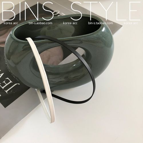 韩国进口 ins极简复古窄版磨砂面黑色纯色发箍 发卡日韩白色头箍