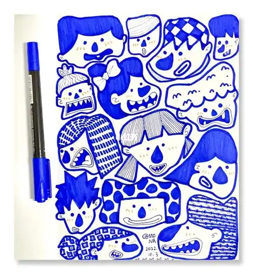 原创手绘21100创意人物简笔画附绘画过程