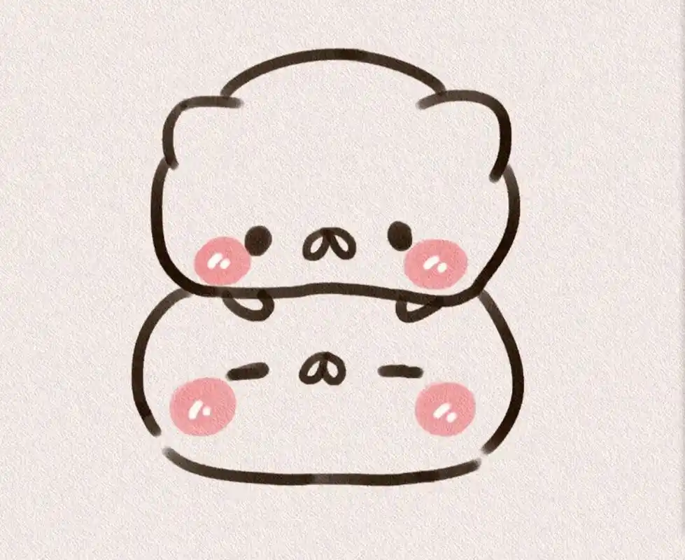 今日简笔画‖附过程~ 超萌肉肉小团子! 手帐素材/卡通/可爱团子