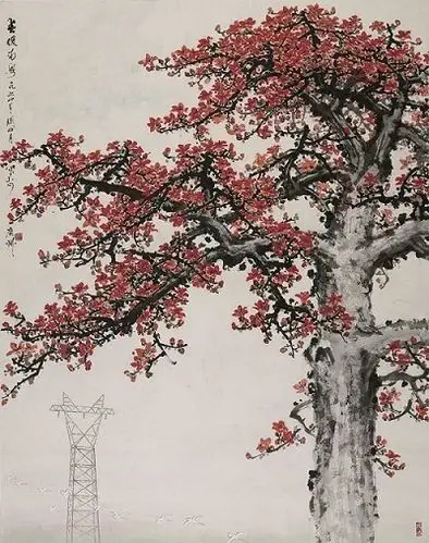关山月《春暖南粤》.木棉又称英雄树,是广州的市花.